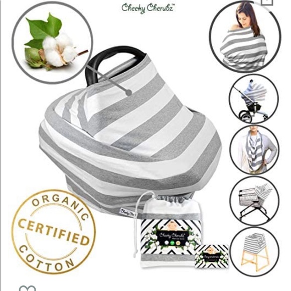 Organic Cotton Cover for breastfeeding/car seat - Picture 1 of 3